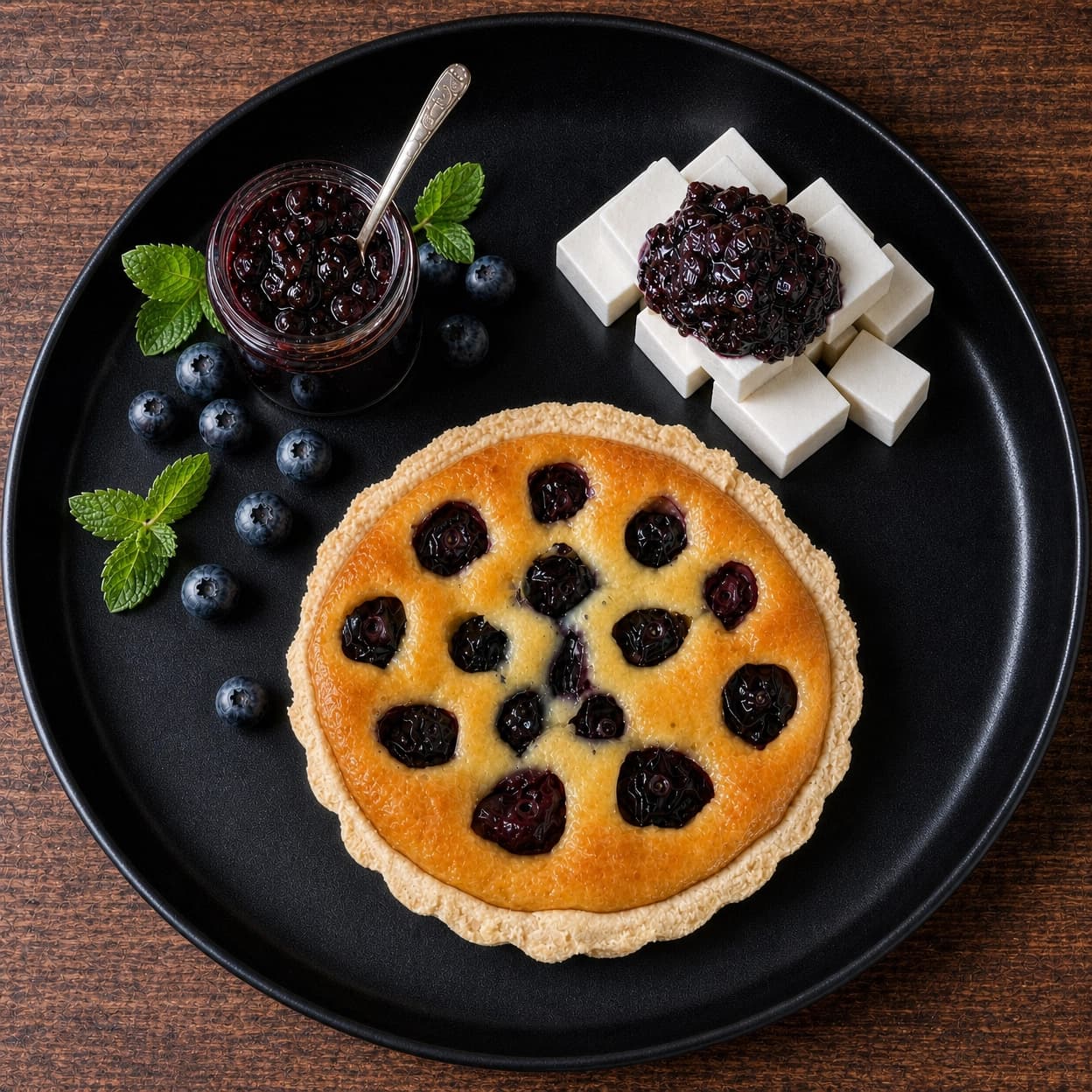 Mini pay de queso con blueberry
